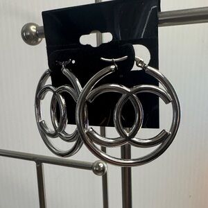 Silver Double C Hoop Earrings #724